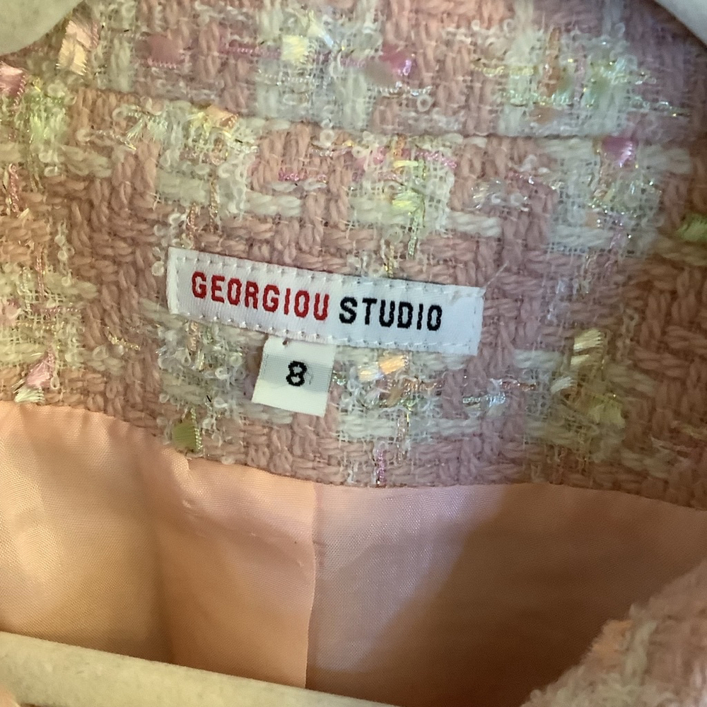 Women's Georgiou Studio Blazer Pink White Size 8 - Picture 3 of 14
